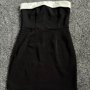 Black and White Strapless Dress